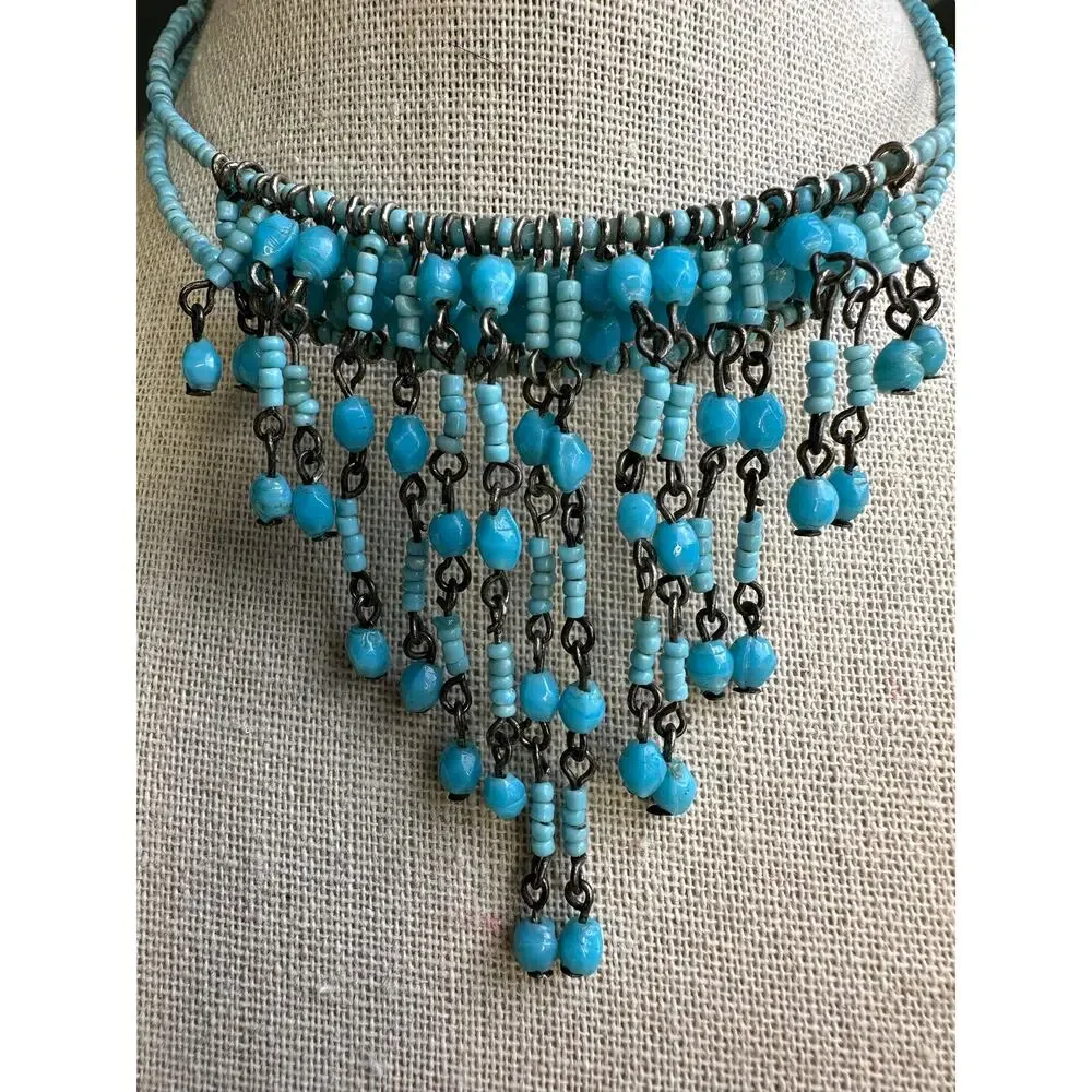Turquoise Beaded Icicle Necklace